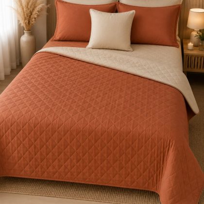 Cubrecama reversible color Rust y Pergamino