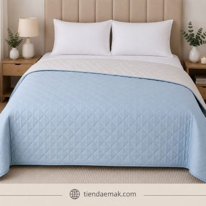 Cubrecama reversible color stone blue y verona