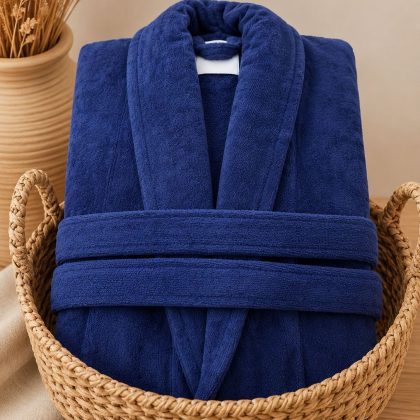 Bata de baño felpa 650 GRAMOS color Azul acero