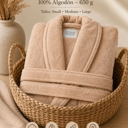Bata de baño felpa 650 GRAMOS color Beige