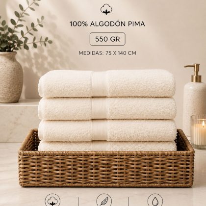 Toallas de baño 550 GRAMOS color crema