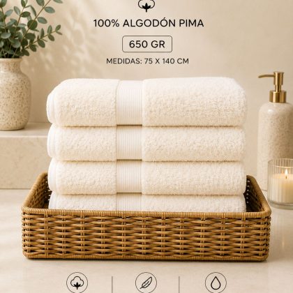 Toalla de baño 650 GRAMOS color crema
