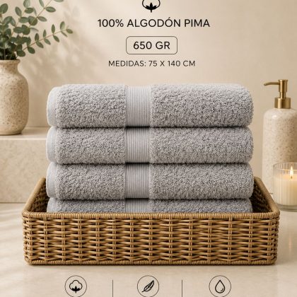 Toalla de baño 650 GRAMOS color plomo