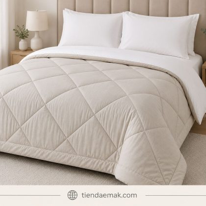 Edredon reversible color Pergamino e ivory