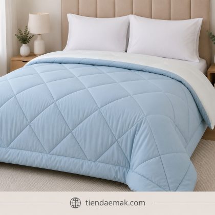 Edredon reversible color Stone blue y verona